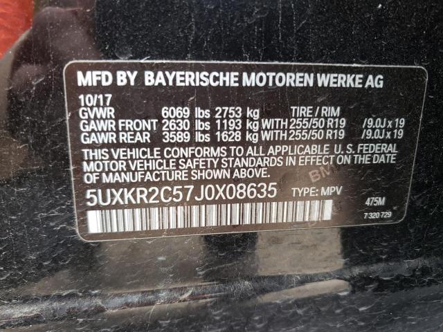 5UXKR2C57J0X08635 - 2018 BMW X5 SDRIVE35I BLACK photo 12