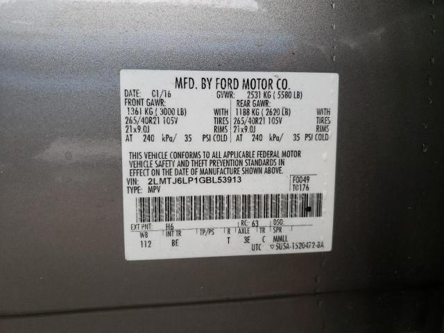 2LMTJ6LP1GBL53913 - 2016 LINCOLN MKX RESERVE Gri fotoğraf 12