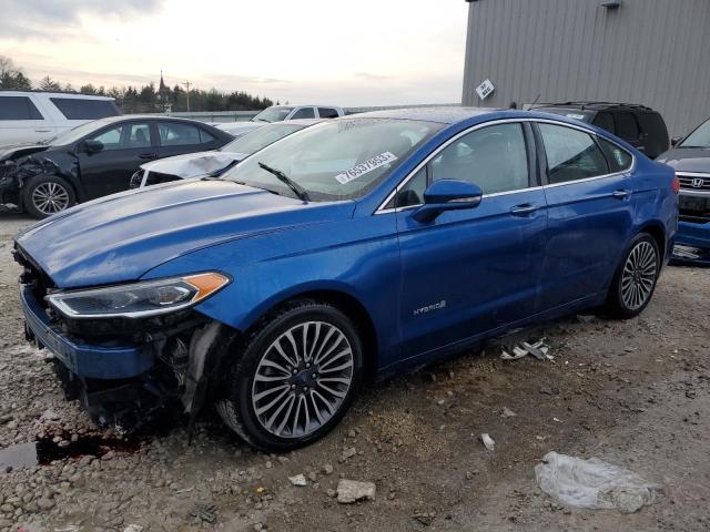 3FA6P0RU4HR182959 - 2017 FORD FUSION TITANIUM HEV BLUE photo 1