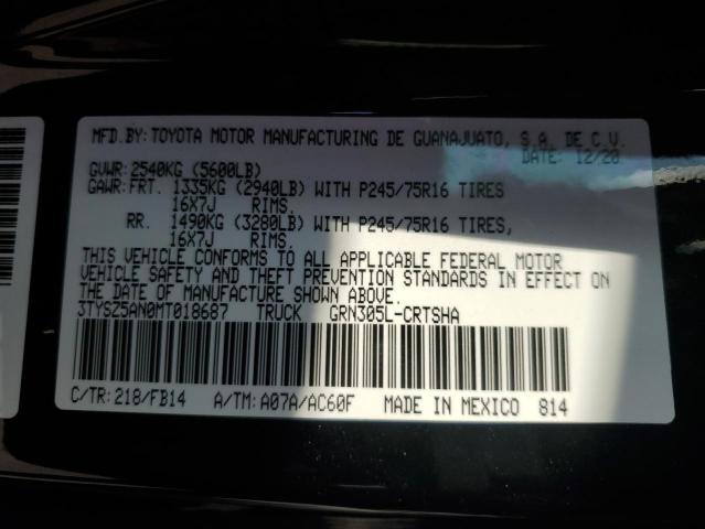 3TYSZ5AN0MT018687 - 2021 TOYOTA TACOMA ACCESS CAB შავი ფოტო 12