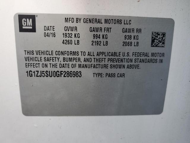 1G1ZJ5SU0GF286983 - 2016 CHEVROLET MALIBU HYBRID WHITE photo 12