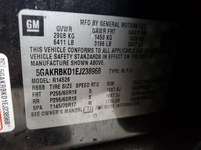 5GAKRBKD1EJ238968 - 2014 BUICK ENCLAVE GRAY photo 13