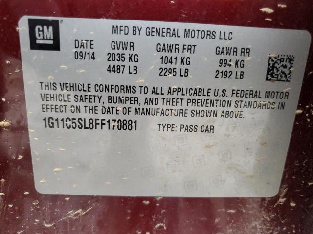 1G11C5SL8FF170881 - 2015 CHEVROLET MALIBU 1LT 栗色 照片 12