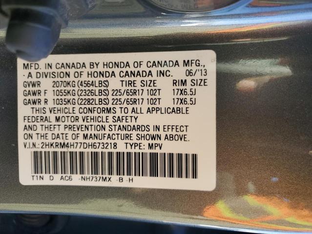 2HKRM4H77DH673218 - 2013 HONDA CR-V EXL GRAY photo 12