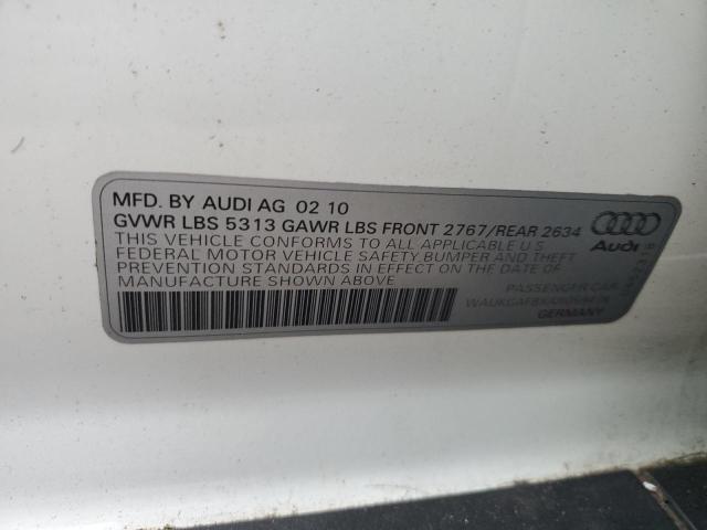WAUKGAFBXAN059478 - 2010 AUDI A6 PRESTIGE თეთრი ფოტო 12