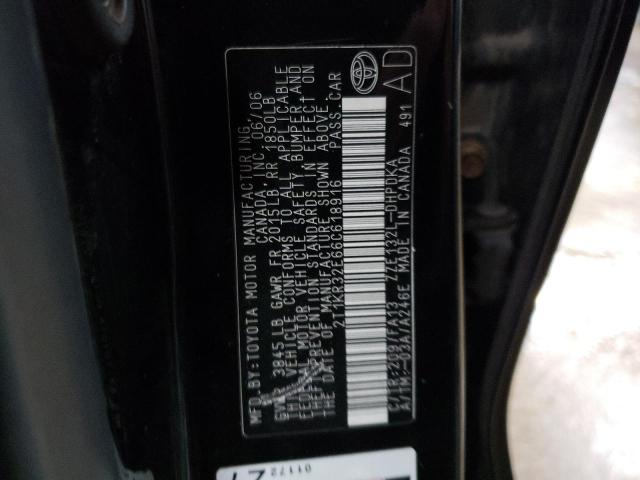 2T1KR32E66C618916 - 2006 TOYOTA COROLLA MA XR BLACK photo 12