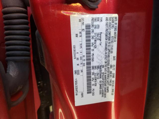 1FAHP3F21CL429892 - 2012 FORD FOCUS SE RED photo 12