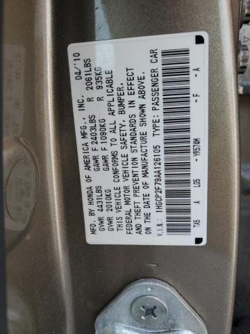 1HGCP2F79AA126105 - 2010 HONDA ACCORD EX GOLD photo 12