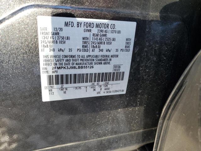 2FMPK3J98LBB55126 - 2020 FORD EDGE SEL CHARCOAL photo 13