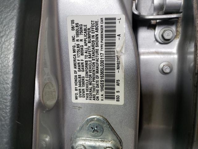 1HGES16365L030117 - 2005 HONDA CIVIC DX VP Gümüş foto 12