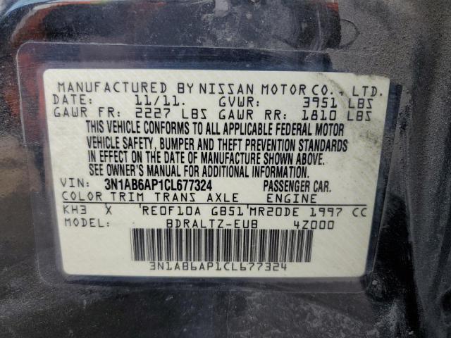 3N1AB6AP1CL677324 - 2012 NISSAN SENTRA 2.0 BLACK photo 13