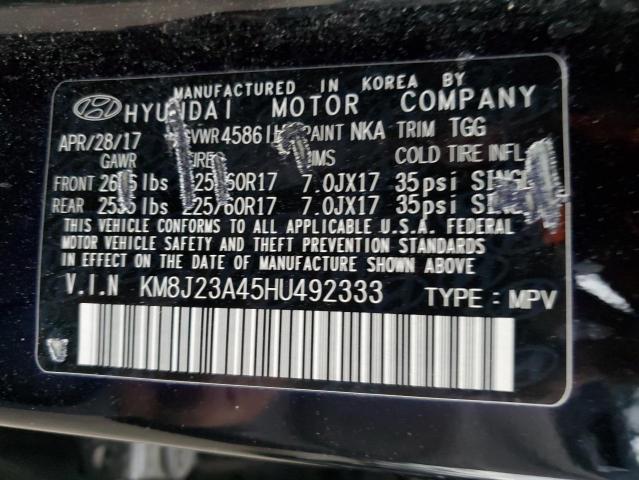 KM8J23A45HU492333 - 2017 HYUNDAI TUCSON SE BLACK photo 12