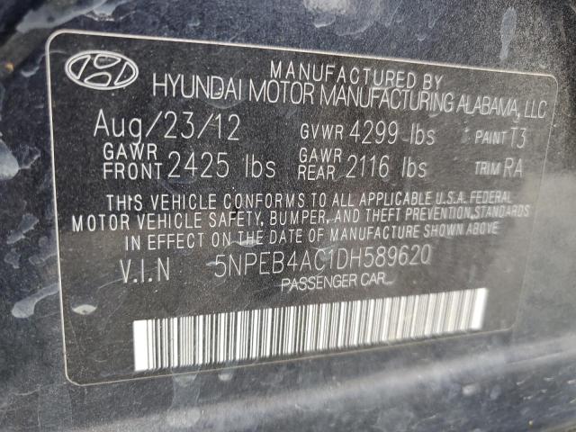 5NPEB4AC1DH589620 - 2013 HYUNDAI SONATA GLS BLUE photo 12