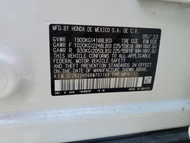 3CZRZ2H56RM701168 - 2024 HONDA HR-V SPORT WHITE photo 13