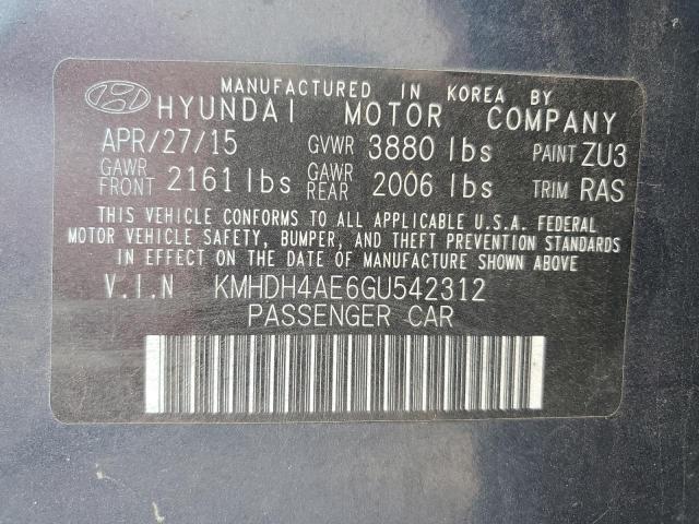 KMHDH4AE6GU542312 - 2016 HYUNDAI ELANTRA SE BLUE photo 13