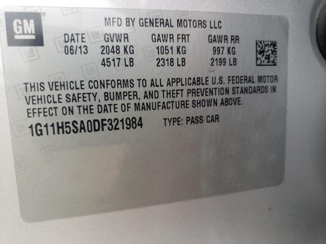 1G11H5SA0DF321984 - 2013 CHEVROLET MALIBU LTZ ვერცხლისფერი ფოტო 12