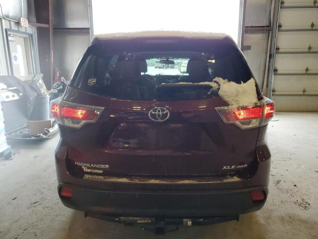 5TDJKRFH2GS232574 - 2016 TOYOTA HIGHLANDER XLE BURGUNDY photo 6