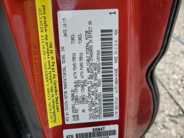 5TFRX5GN1GX053521 - 2016 TOYOTA TACOMA ACCESS CAB წითელი ფოტო 13