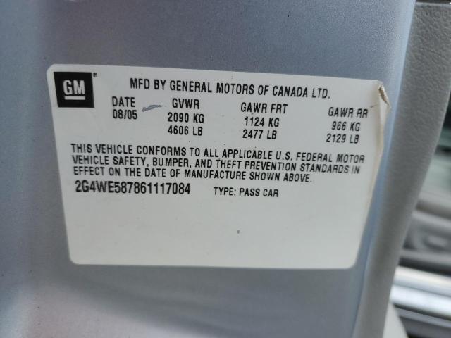 2G4WE587861117084 - 2006 BUICK LACROSSE CXS BLUE photo 12