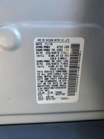 JN8AT2MV1KW389586 - 2019 NISSAN ROGUE S SILVER photo 12