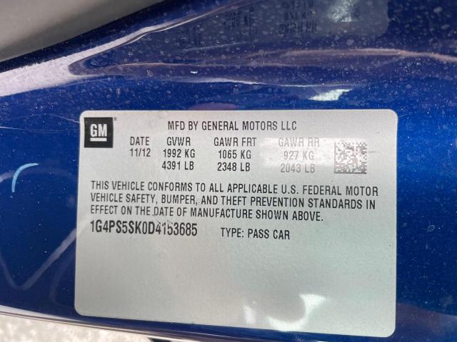 1G4PS5SK0D4153685 - 2013 BUICK VERANO BLUE photo 10