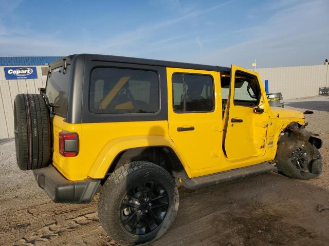 1C4JJXP6XMW782623 - 2021 JEEP WRANGLER U SAHARA 4XE YELLOW photo 3