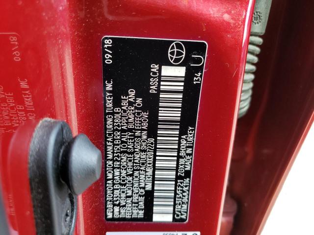 NMTKHMBXXKR072230 - 2019 TOYOTA C-HR XLE RED photo 12