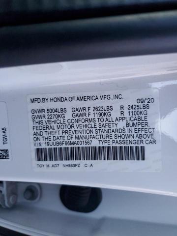 19UUB6F66MA001567 - 2021 ACURA TLX ADVANCE WHITE photo 12