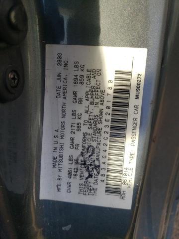 4B3AG42G23E201780 - 2003 DODGE STRATUS SE GRAY photo 12