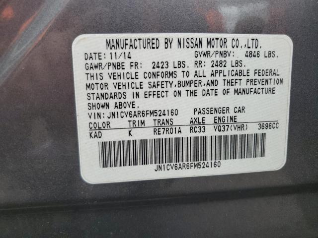 JN1CV6AR6FM524160 - 2015 INFINITI Q40 SILVER photo 12