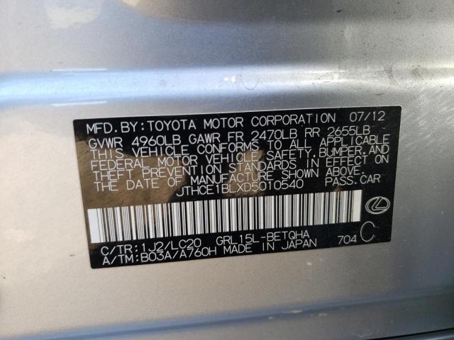 JTHCE1BLXD5010540 - 2013 LEXUS GS 350 SILVER photo 12