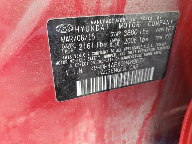 KMHDH4AEXGU489677 - 2016 HYUNDAI ELANTRA SE RED photo 12