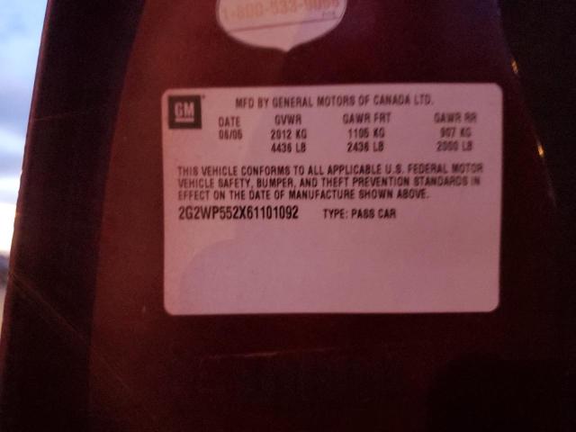 2G2WP552X61101092 - 2006 PONTIAC GRAND PRIX 栗色 照片 12