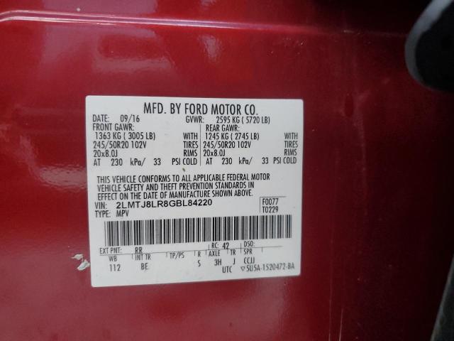 2LMTJ8LR8GBL84220 - 2016 LINCOLN MKX RESERVE BURGUNDY photo 13