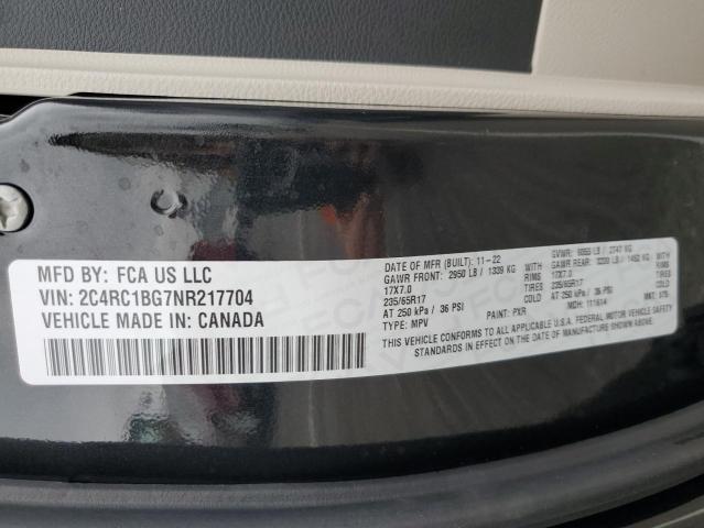 2C4RC1BG7NR217704 - 2022 CHRYSLER PACIFICA TOURING L შავი ფოტო 14