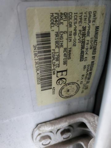 3N1BC13E59L403553 - 2009 NISSAN VERSA S WHITE photo 13