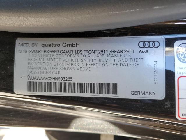 WUAWAAFC2HN903265 - 2017 AUDI RS7 PRESTIGE BLACK photo 12