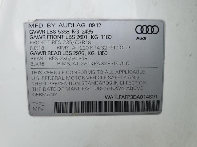 WA1LFAFP3DA014801 - 2013 AUDI Q5 PREMIUM PLUS WHITE photo 13