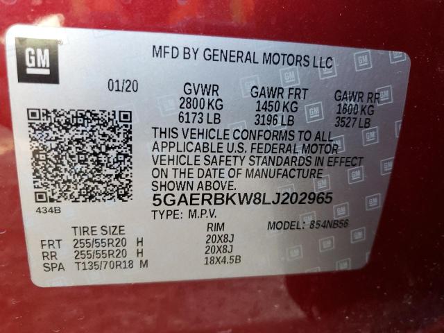 5GAERBKW8LJ202965 - 2020 BUICK ENCLAVE ESSENCE 红色 照片 14