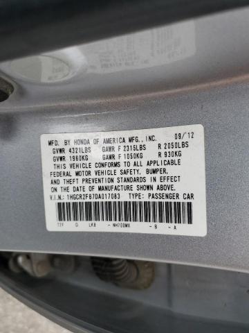 1HGCR2F87DA017083 - 2013 HONDA ACCORD EXL SILVER photo 12