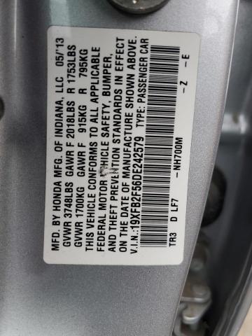 19XFB2F56DE242579 - 2013 HONDA CIVIC LX SILVER photo 13