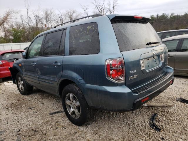 5FNYF18507B006755 - 2007 HONDA PILOT EXL BLUE photo 2