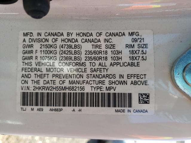 2HKRW2H55MH682156 - 2021 HONDA CR-V EX WHITE photo 13