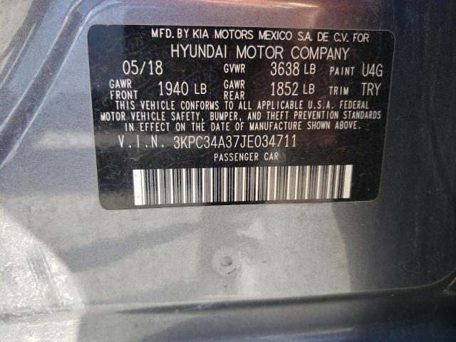 3KPC34A37JE034711 - 2018 HYUNDAI ACCENT LIMITED GRAY photo 12