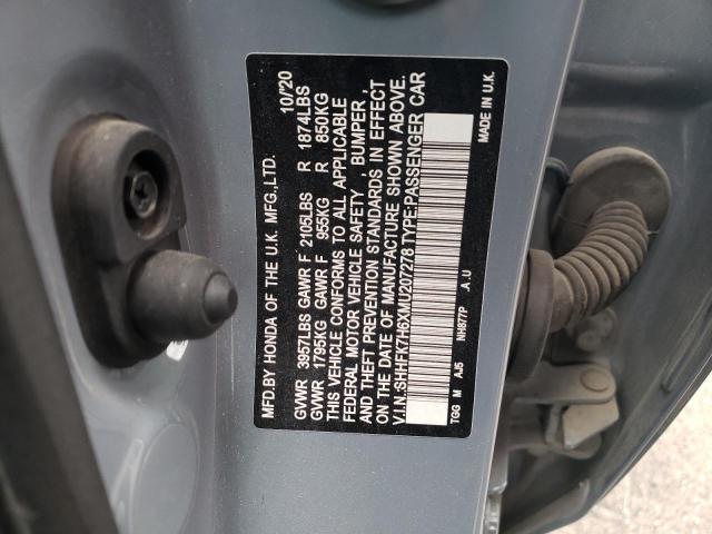 SHHFK7H6XMU207278 - 2021 HONDA CIVIC EX GRAY photo 12