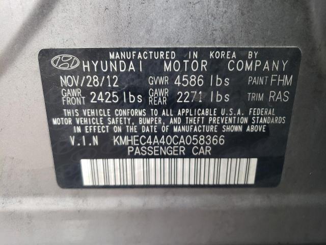 KMHEC4A40CA058366 - 2012 HYUNDAI SONATA HYBRID SILVER photo 12