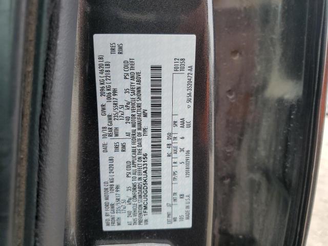 1FMCU0GD5KUA33156 - 2019 FORD ESCAPE SE GRAY photo 13