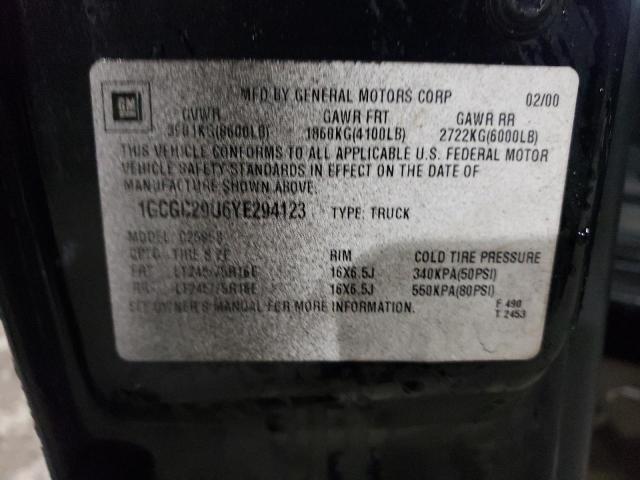 1GCGC29U6YE294123 - 2000 CHEVROLET SILVERADO C2500 BLACK photo 12