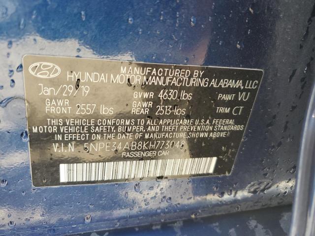 5NPE34AB8KH773048 - 2019 HYUNDAI SONATA LIMITED TURBO BLUE photo 12