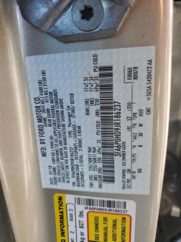 3FA6P0HD9JR186237 - 2018 FORD FUSION SE GOLD photo 12